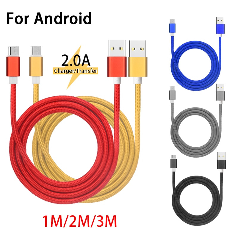 2M Weave Usb Kabel 5V/2A Mobiele Telefoon Opladen Snelle Charger Cord Voor Samsung Xiaomi 5 Kleuren telefoon Oplader Kabel Draad