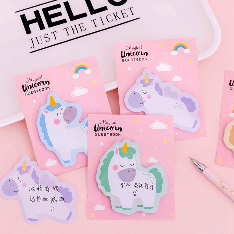Cute Pink Girls Heart Unicorn Notebook Sticky Notes Student Diary Learning Office Stationery For Girls Learning Supplies