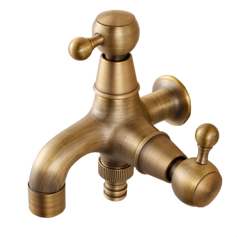 1 PC Neue Stil Anti-bronze Bibcock Wasserhahn Messing Wand Montiert Doppel Mit Bad Waschmaschine Wasserhahn Im Freien Garten mixer
