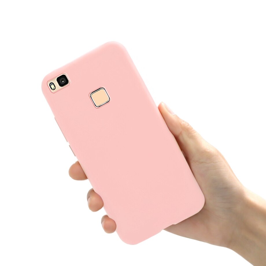 Zachte Gevallen Voor Huawei P9 lite Case Slim Candy Color Silicone Cover Voor Huawei P9 Lite P9lite P 9 lite Case cover Funda: Light Pink