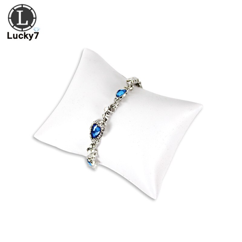 S-Size Jewelry Pillow Stand Velvet PU Holder Organizer Bracelet Case Bangle Anklet Watch Display Photography Prop: WHITE