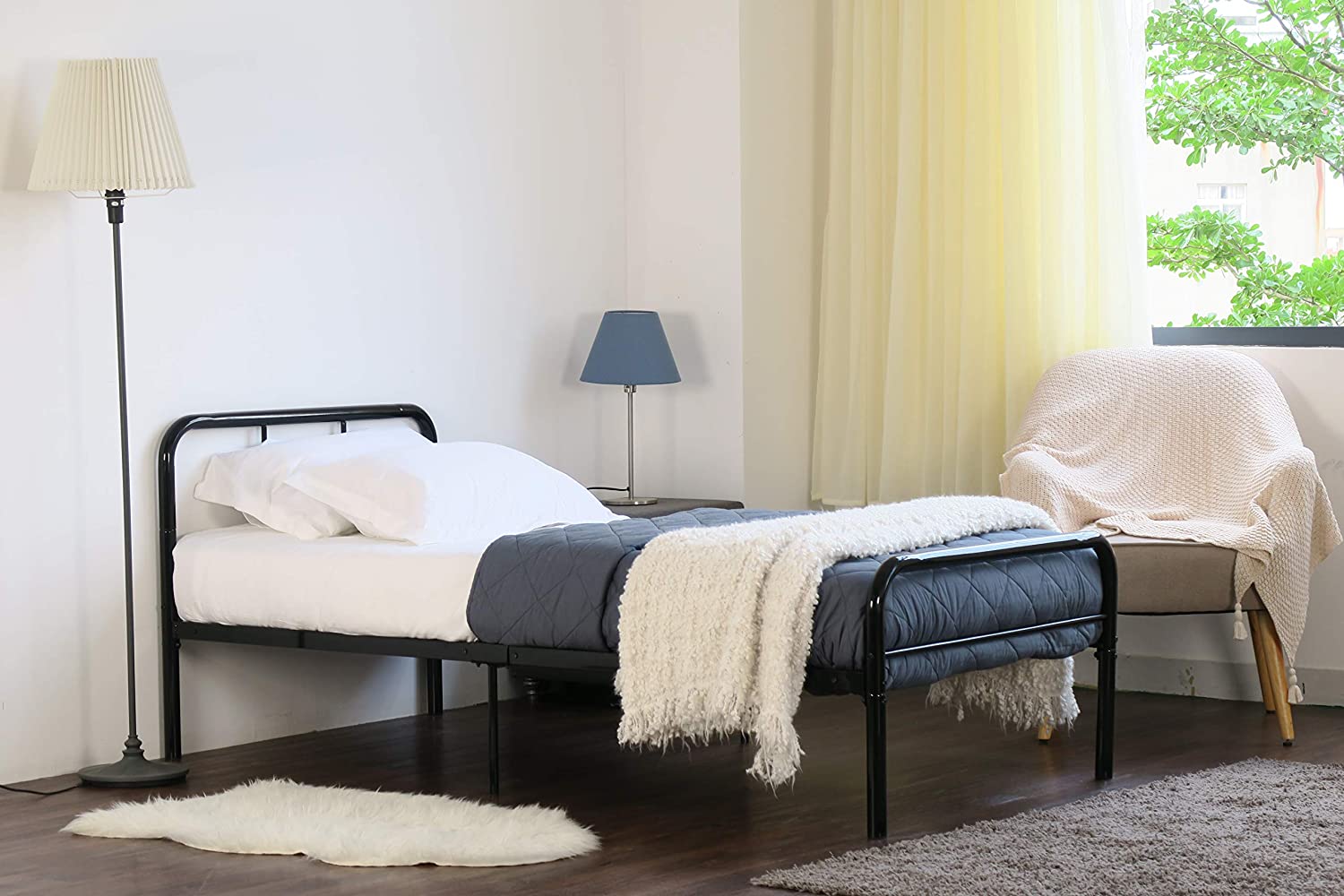 Black Metal Curved Bed Frame 3ft Single.Bedroom Furniture (No Mattress)