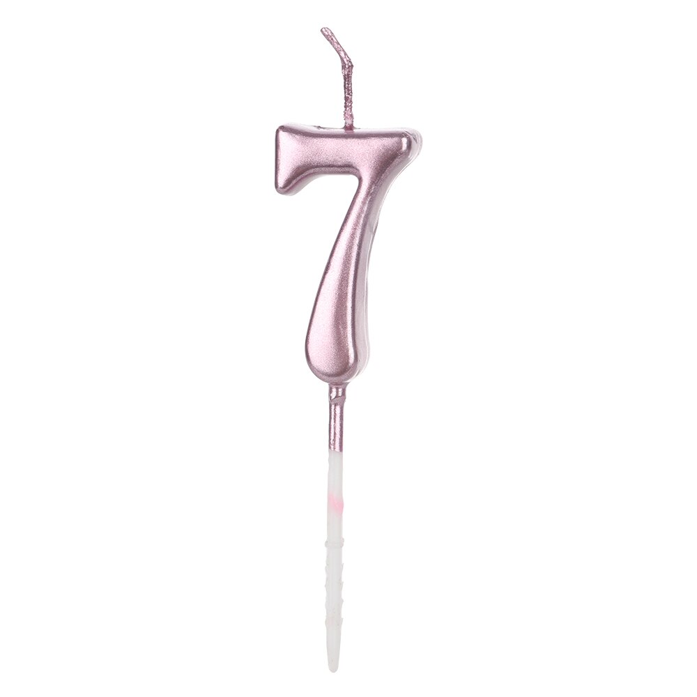 1 PCs Silver Rose Gold Candles For Happy Birthday Decorations 0-9 Number Cake Cupcake Topper Party Supplies: 7 rose gold