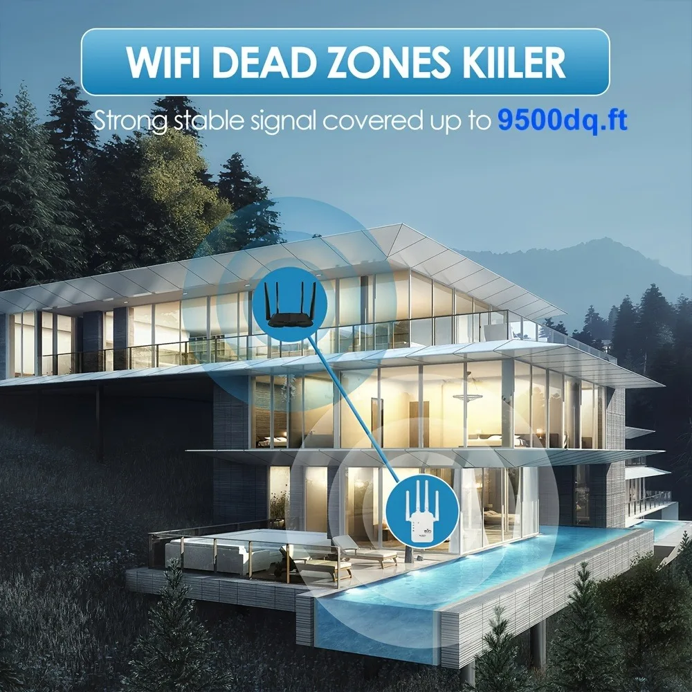 EU US Plugs 5G WiFi Wireless WiFi Repeater Wifi Signal Booster Dual-Band 2.4G Extender 802.11bgn Gigabit WiFi Amplifier WPS Rout