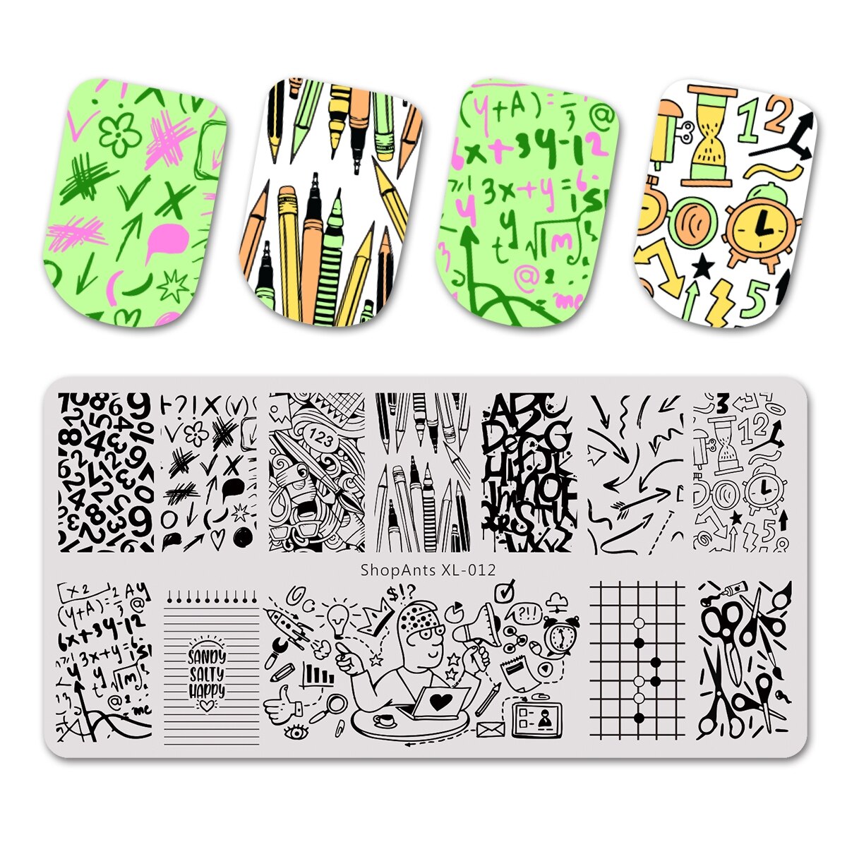 BEAUTYBIGBANG-placas de estampado para manicura Floral, plantillas rectangulares de flores y plantas de línea a rayas, con temática Floral, DIY, herramientas para uñas, 6x12cm: SAT-012