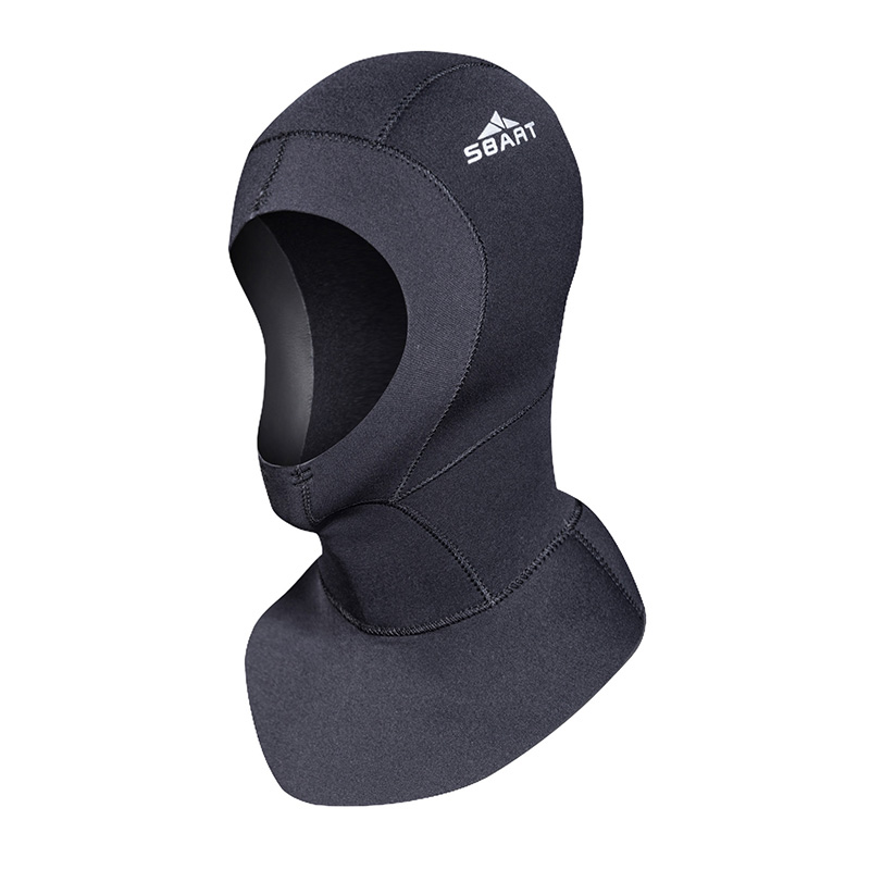 Gorros de buceo de neopreno de 3mm, capucha de buceo con hombro, protección solar, gorro cálido para natación, snorkel, surf, medusas: Negro / XL