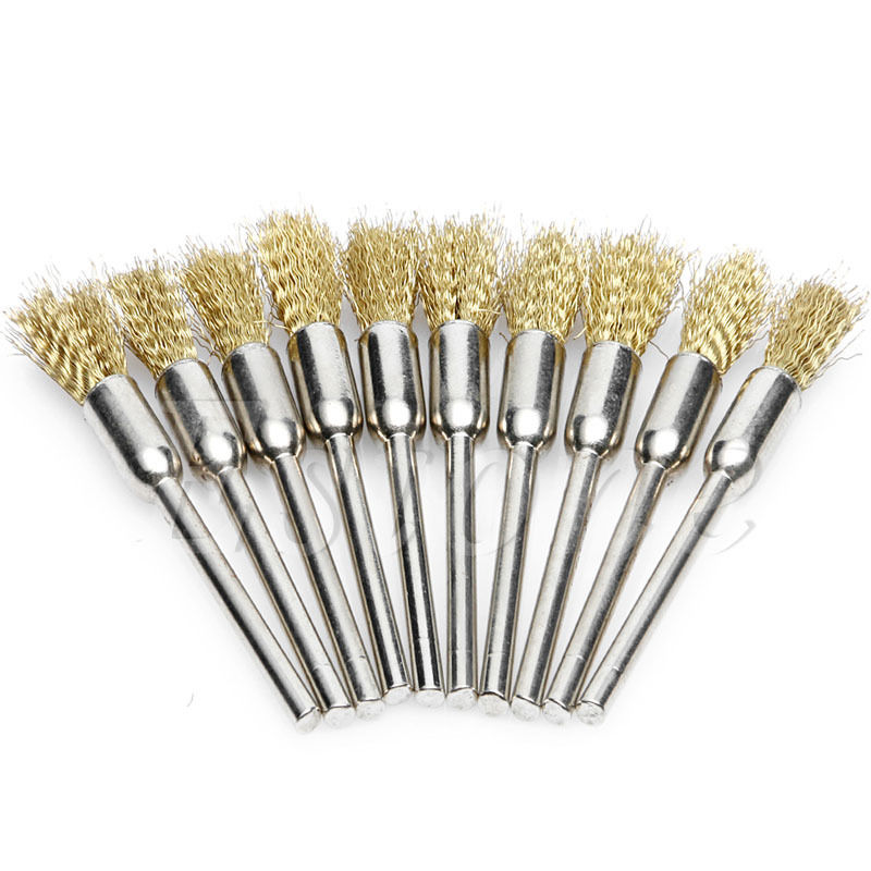1 Set 10pc Mini Brosse Métallique Brosses 3mm x 5mm En Laiton Roue de Coupe pour Meuleuse ou Perceuse