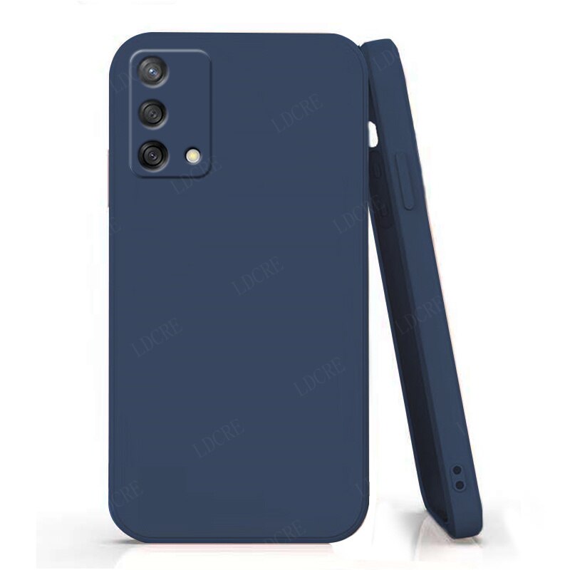 Para capa oppo reno 6 lite caso para reno 6 lite capas de silicone líquido luxo à prova de choque completa capa macia para reno 6 lite fundas: Azul