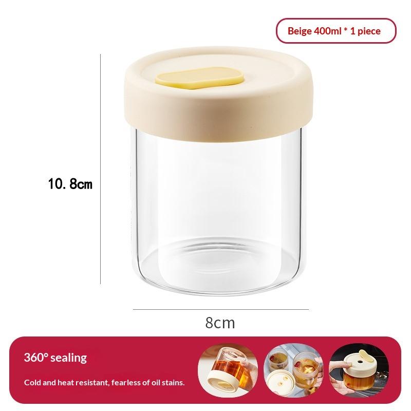 240/400ML Glass Food Storage Jar With Sealed Silicone Lid Heat Resistant Microwavable Soup Juice Container Cereals Jar: Blue