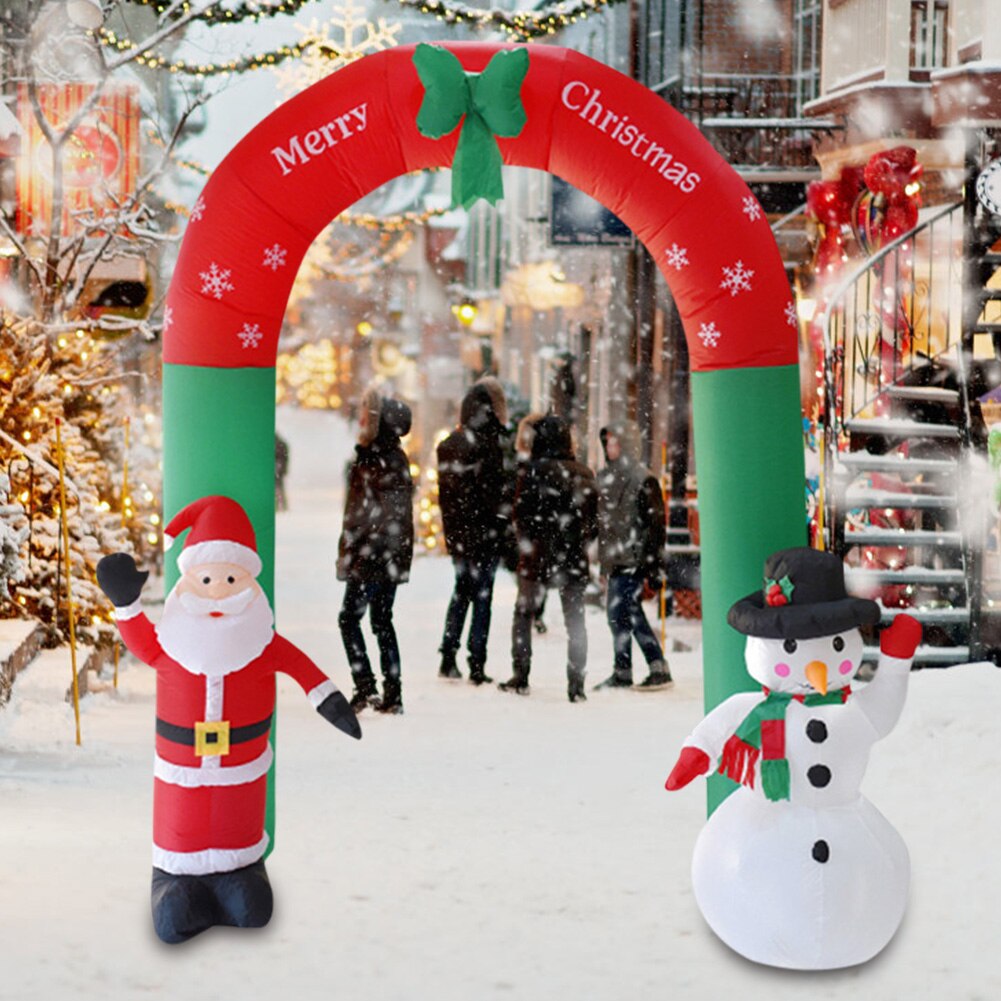 2.4m High Christmas Inflatable Archway Yard Arch With Santa Claus Snowman Decorate Home Polyester Fibre Plastic supplies
