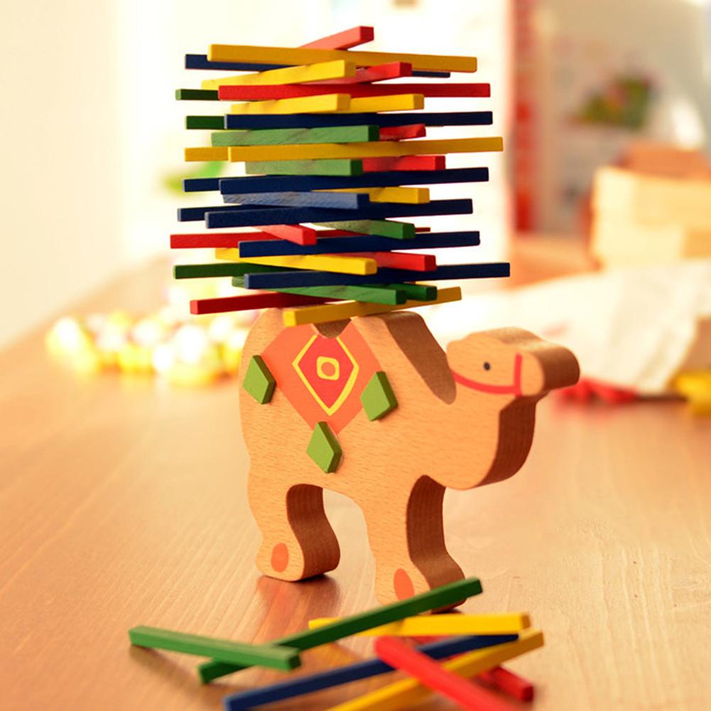 Træ elefant kamel dyr balancerende stak farverig blok udvikling børn pædagogisk legetøj til børn