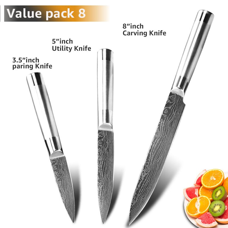 Kokkeknive køkkenknive japanske 7 cr 17 440c højkulstof rustfrit stål frugtværktøj santoku kokk skære brødkniv: 8