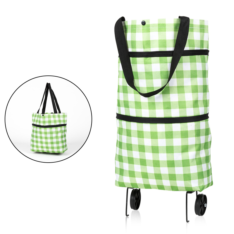 Bolso plegable con ruedas para compras, bolsa de comestibles reutilizable, organizador de alimentos y verduras: Z2254B