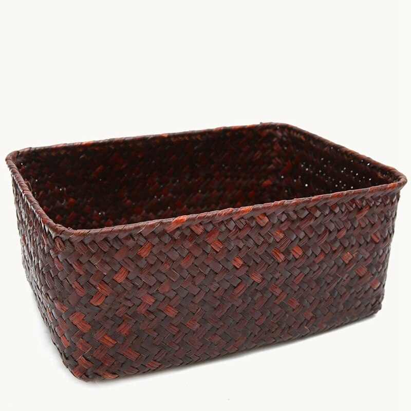 LuanQI Hand Made Wicker Woven Basket Storag Boxes Rectangle Fruit Bread Basket Wickerwork Cosmetics Organizer Picnic Baskets: 5070406 / 21x15x9cm