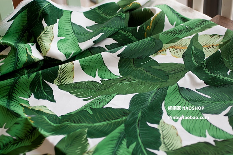 Tissu satiné hawaïen extensible épaisse, feuille verte, 50x140cm, tissu pour faire des sacs, faire de la robe, coussin de literie, 280g/m