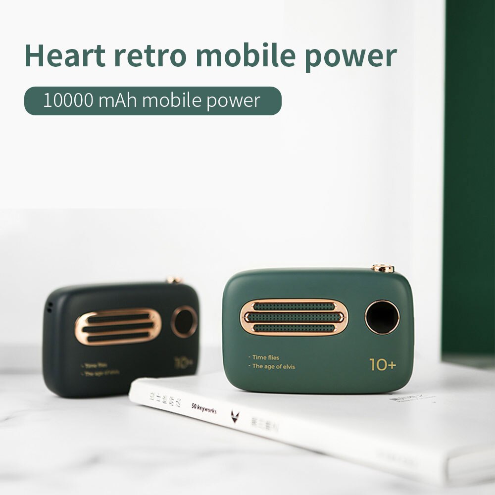 Floveme powerbank 10000 mah externer akku, tragbar, retro, schnellladefunktion, niedliche powerbank, handy-akku für iphones