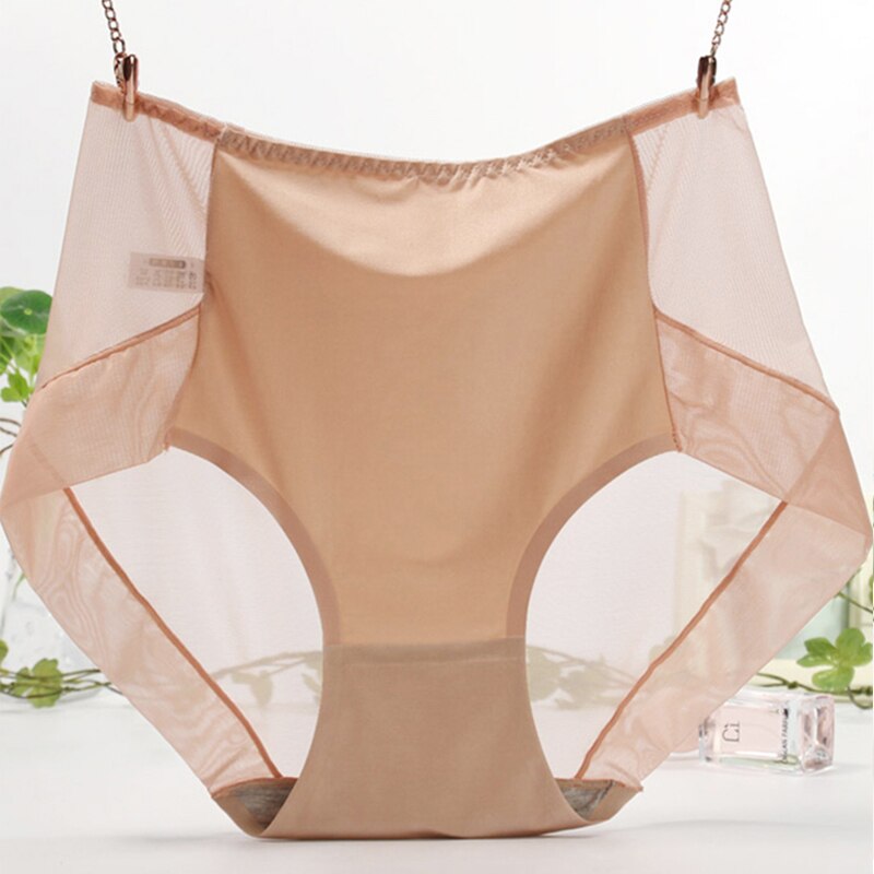 Sexy Ultra-thin Transparent Women Panties Large Sizes High Waist Traceless Perspective Mesh Underwear Plus Size Panties Xxxl