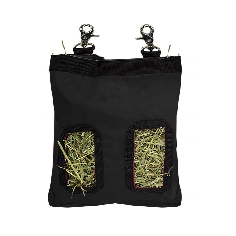 Hay Bag Hanging Feeder Holder Feeding Dispenser Container for Small Animals Pet M68E: Black S