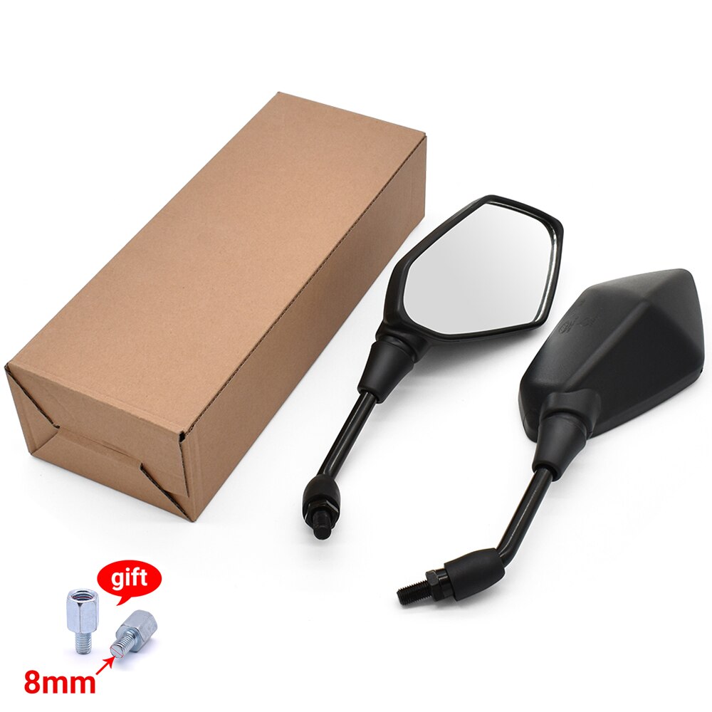 Espejos retrovisores para motocicleta, espejo convexo trasero de 10mm y 8mm, para kawasaki versys 650, z900, z1000, suzuki 650 africa twin, 1 par