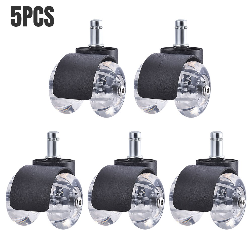 5 st/pack 2 tums möbler för matta hemmakontor stol hjul mjukare 360 graders rotation hårdvara trägolv tystare