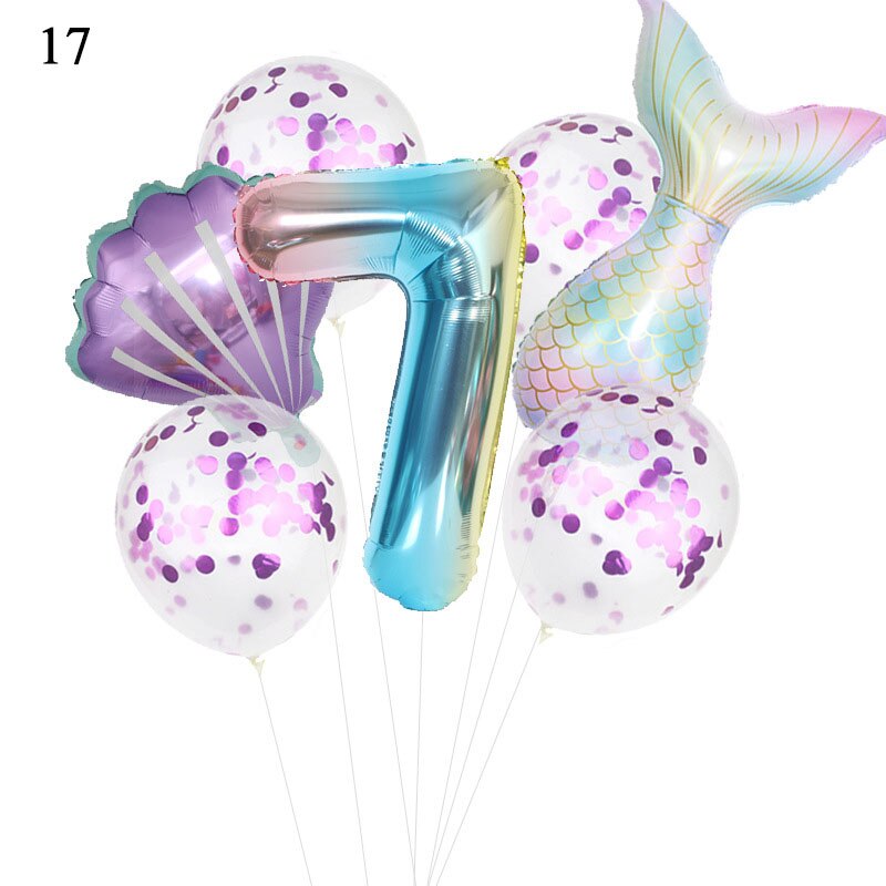 Birthday Party Balloon Decoration Mermaid Birthday Party Decor Number Balloon Decortion For Kids Little Mermaid Party Balloon: 17