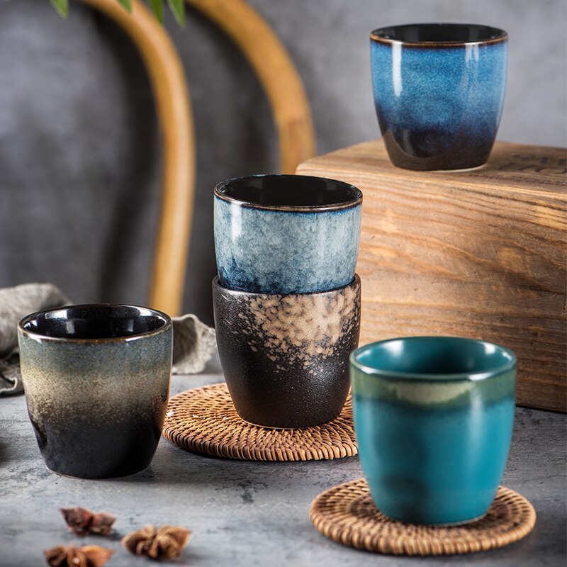 150ml Japanese Retro Handmade Random Texture Color Glaze High Temperature Firing Ceramic Teacup Porcelain Coffee Tea Cups