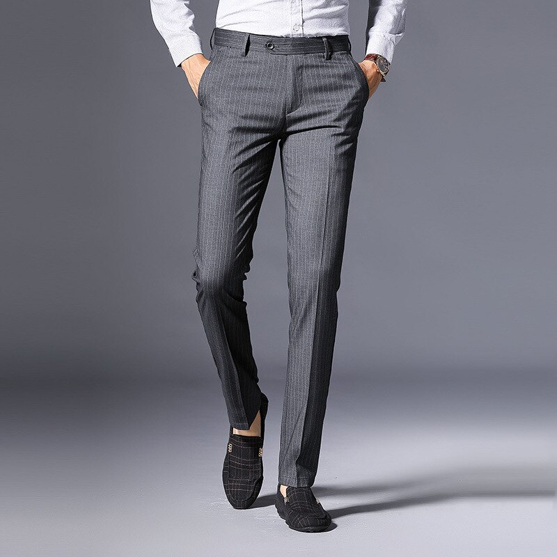 MRMT 2022 Brand Spring Middle-aged Men's Casual Trousers Straight Tube Pants for Male Striped Trousers: gray / 38