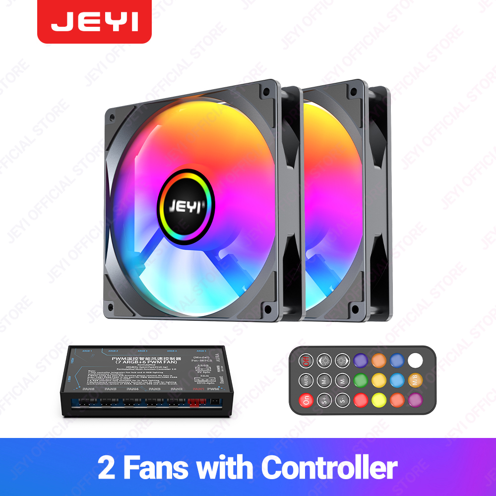 JEYI 120mm PC ARGB Cooling Fan AURA SYNC RGB Computer Fans Ultra Silent Heatsink Ventilador with 4PIN PWM and 5V 3PIN ARGB Port: GOLD