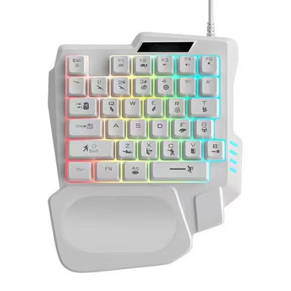 Teclado USB de una sola mano, Mini teclado ultrafino con una sola mano, retroiluminación de 3 colores, Teclado mecánico para juegos de 35 teclas para ordenador portátil: Marrón