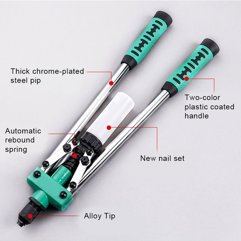 Easy Automatic Rivet Tool Green Upgrade Version Pull Cap Heavy Duty Hand Riveter for 3/32"1/8"5/32"3/16"1/4" --M25