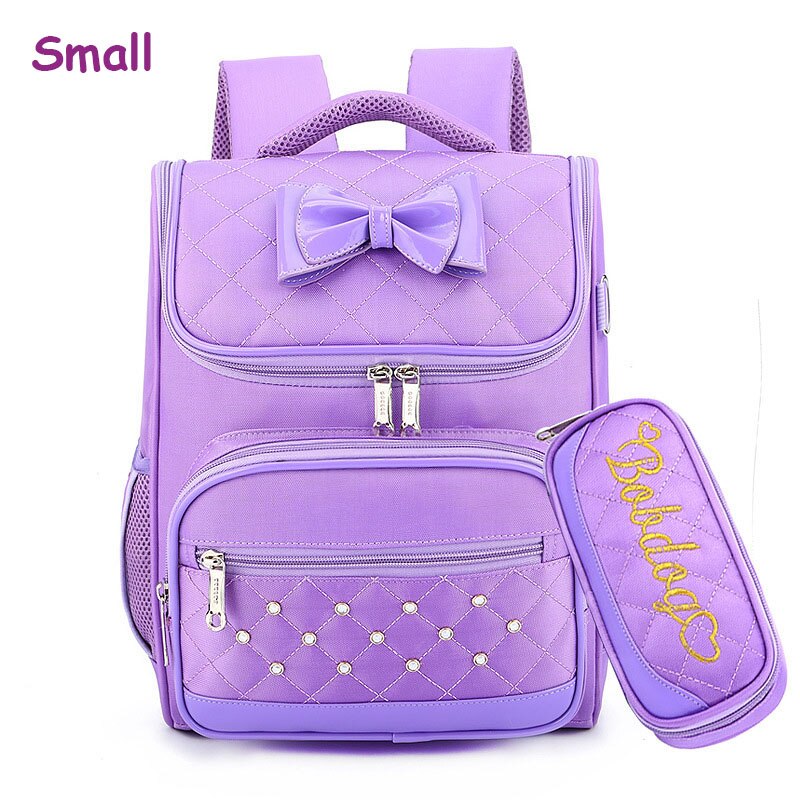 6-10 jahre Mädchen Schule Taschen Bogen Prinzessin Rucksäcke Kinder Schule Taschen Kinder Mädchen Schulranzen Knapsack mochila infantil menina: small purple