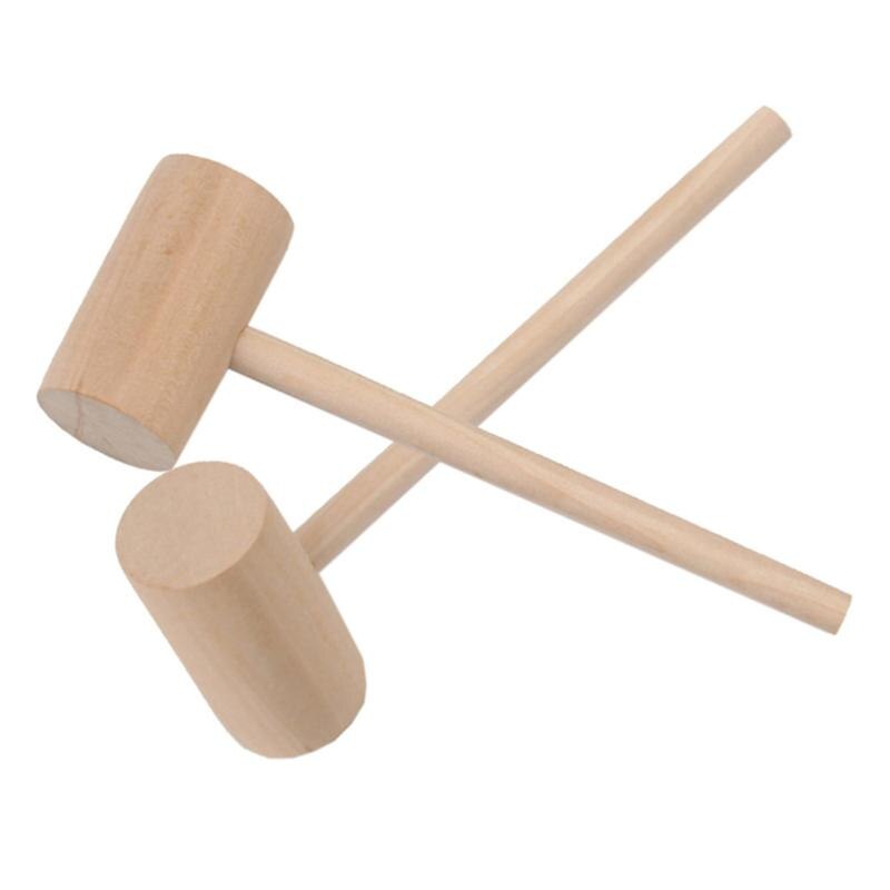 12 pcs Hitting Hammers Durable Round Solid Wood Mini Hammer Educational Toy Cake Mallet for Home