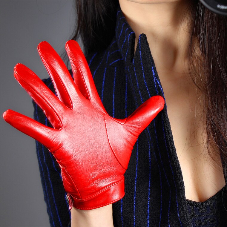 Echt Lederen Handschoenen Vrouwelijke Lente Herfst Dunne Stijl Ongevoerd Mode Elegante Vrouw Schapenvacht Handschoenen