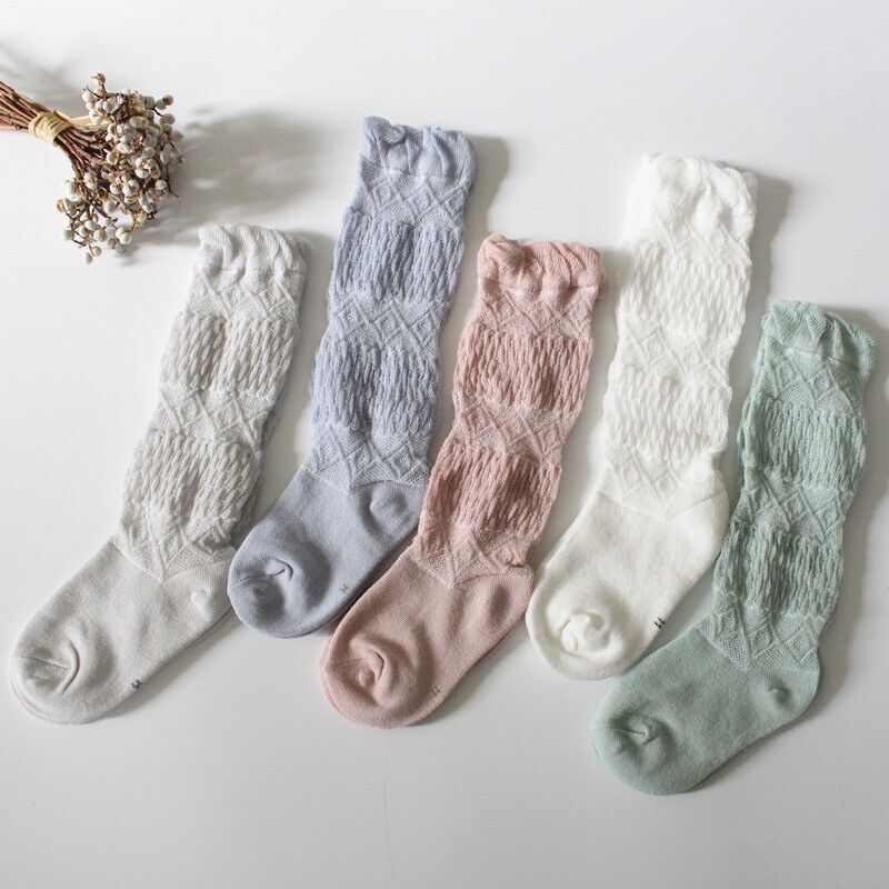 Sokken Boog Zomer Lente Mesh Pasgeboren Baby Meisjes Kids Voor Kerst Winter Antislip Badstof Katoen Sokken Prinses Knie hoge Lange