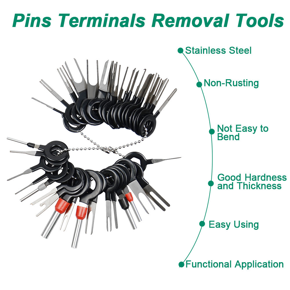 QWORK Terminal Removal Tool Kit, 18 Piece Pin Tool Car Cable Connector Removal Tool Repair Remover Set for Most Terminals