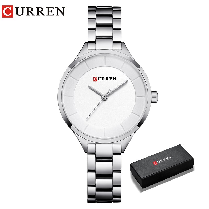 Curren Top Brand Dames Horloges Roestvrij Stalen Band Quartz Vrouwelijke Horloge Dames Klok Relogio Feminino: silver box