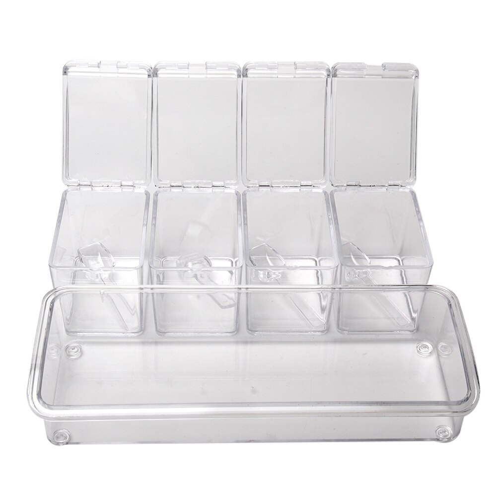 Transparet Polystyrene Seasoning Box Case Condiment Bottles Set Salt Jar Storage Box Container Kitchen Tool