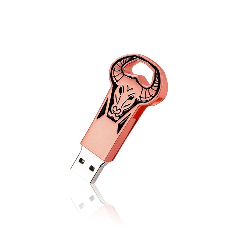 Jaster Pen drive Metal Gold/Rose Gold Bull Head USB Flash Disk 4GB 8GB 16Gb 32Gb 64Gb Personaliseren Pen Drive USB Memory Stick: 8GB / Rose gold