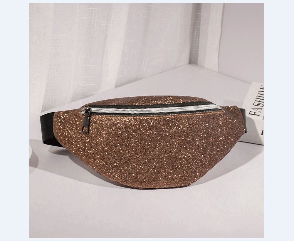 Vrouwen Omkeerbare Mermaid Sequin Glanzend Taille Fanny Pack Belt Bum Bag Pouch Hip Purse Stijlvolle Cool Taille tassen: Bruin