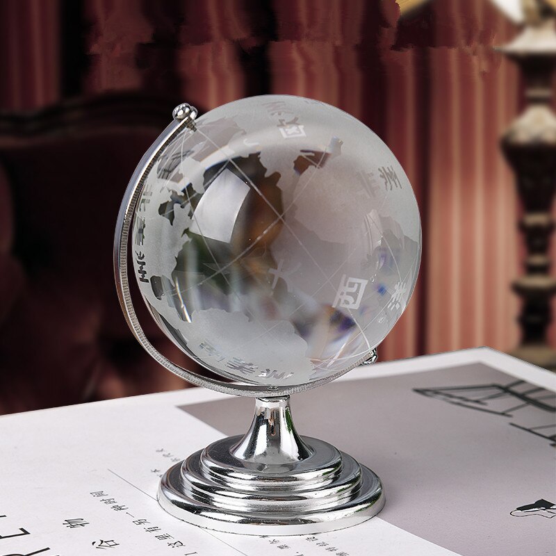 S/L Crystal Globe Model Ornaments 360 Terrestrial World Globes with Rotating Stand Earth Map Geography Office Decoration Toys