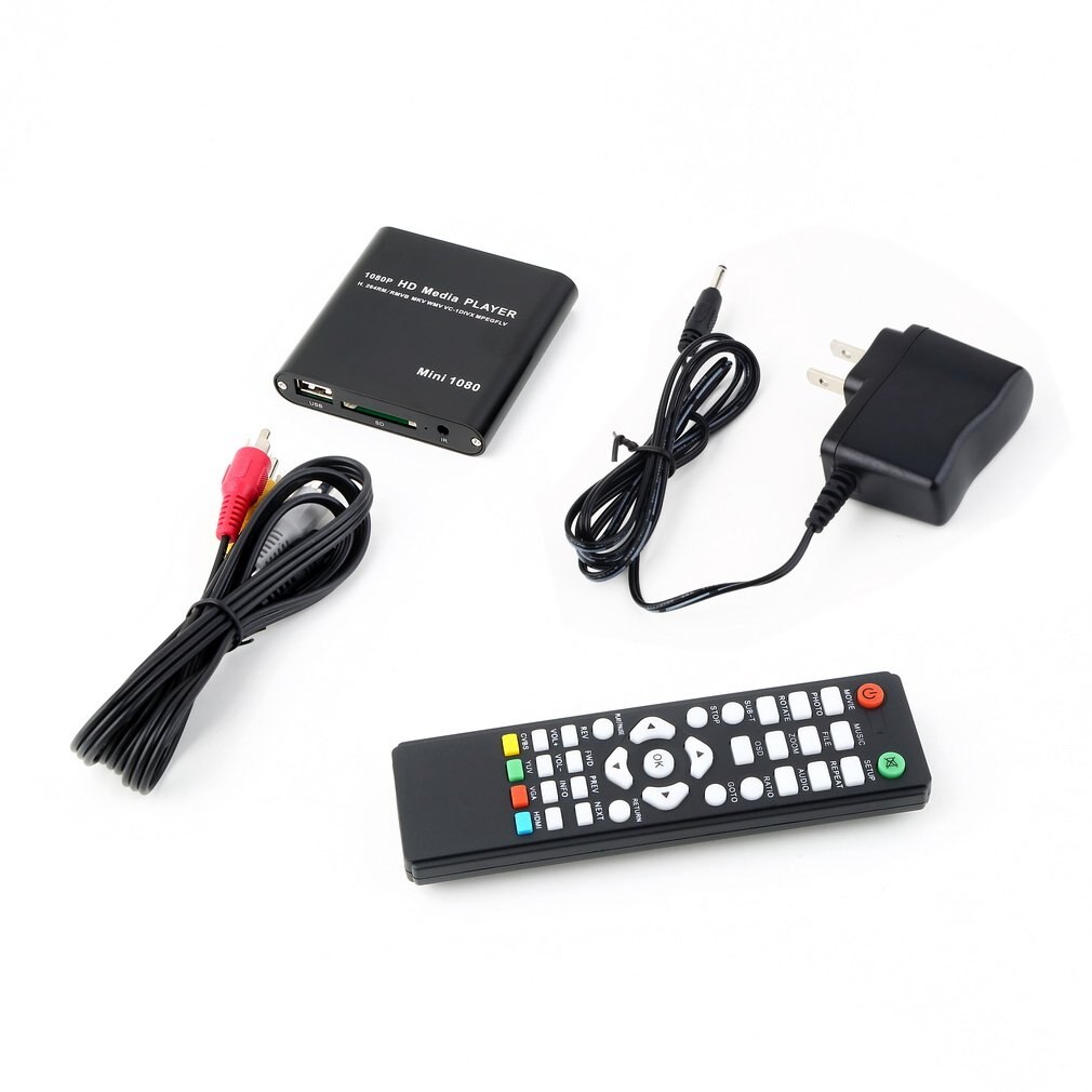 1080P HDD Multi-function Media RMV MP4 AVI FLV Player MKV/H.264/RMVB Full HD With HOST USB Card Reader US Plug