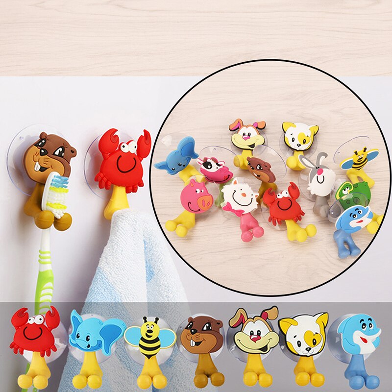 24 colors Wall Suction Holder Tool Animal Cute Cartoon Suction Cup Toothbrush Holder Bathroom Accessories Set
