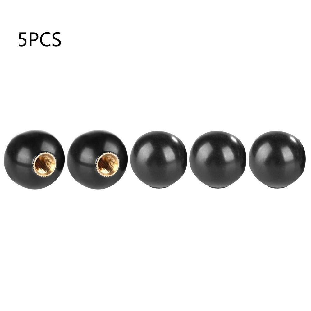 5Pcs Zwarte Ronde Koperen Kern Bal Pookknop Bakeliet Bal Versnellingspook Pookknop Machine Tool Vervanging Koper Insert BM6 * 20