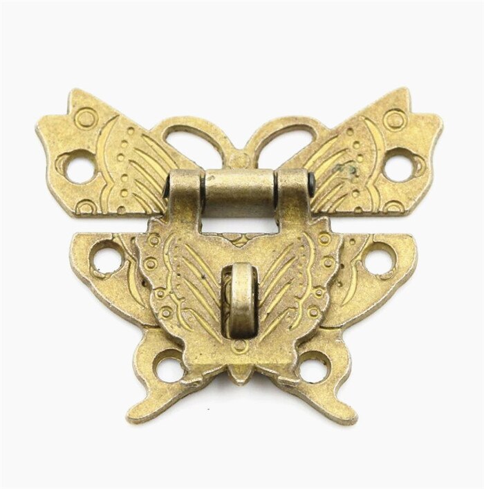 Retro Chic Butterfly Latch Catch Jewelry Wooden Box Lock Hasp Pad Chest Lock
