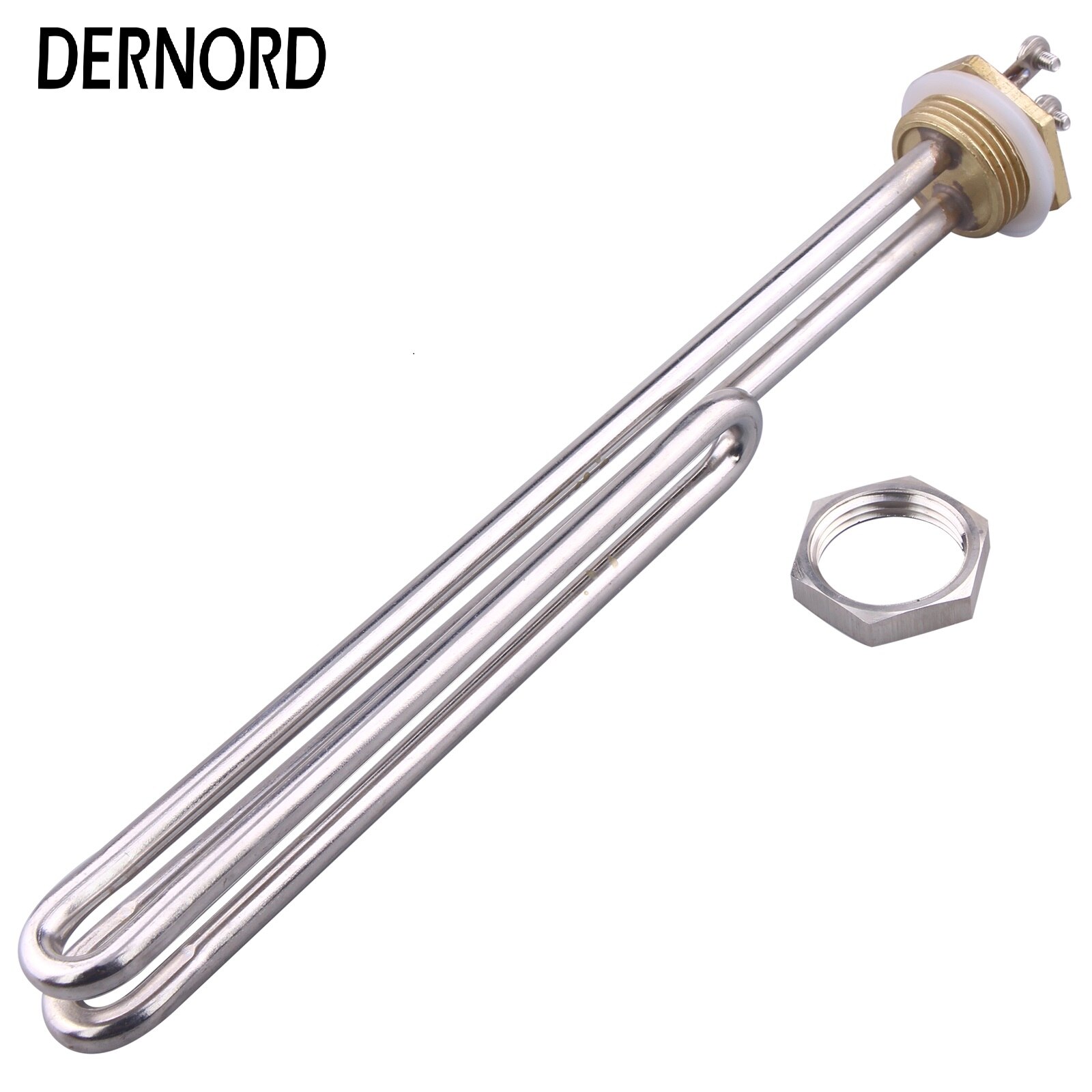 DERNORD Water Heater 220V 2kw 3kw 4kw 5kw Brass Flange 1&quot;BSP / DN25 / 32mm Electrical Fold Back Heater Element Heating Element: 4kw / white