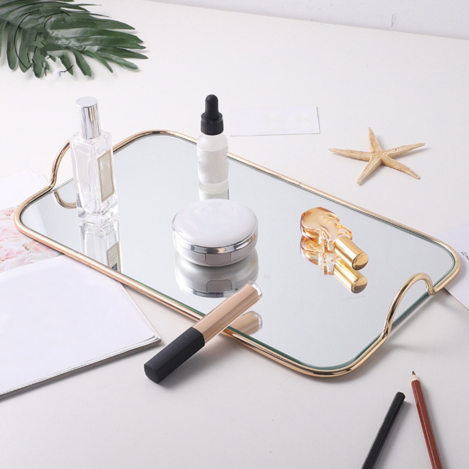 Rechthoekige Mirrored Lade Sieraden Parfum Organisator Decoratieve 35x20x4.5cm