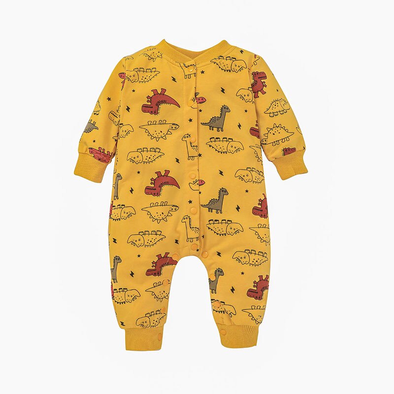 Lente &amp; Herfst Baby Meisje Romper Cartoon Dinosaurus Pasgeboren Kleding Jongens Rompertjes Katoen Met Lange Mouwen Baby Kleding 3-18 maanden: Oranje / 12m