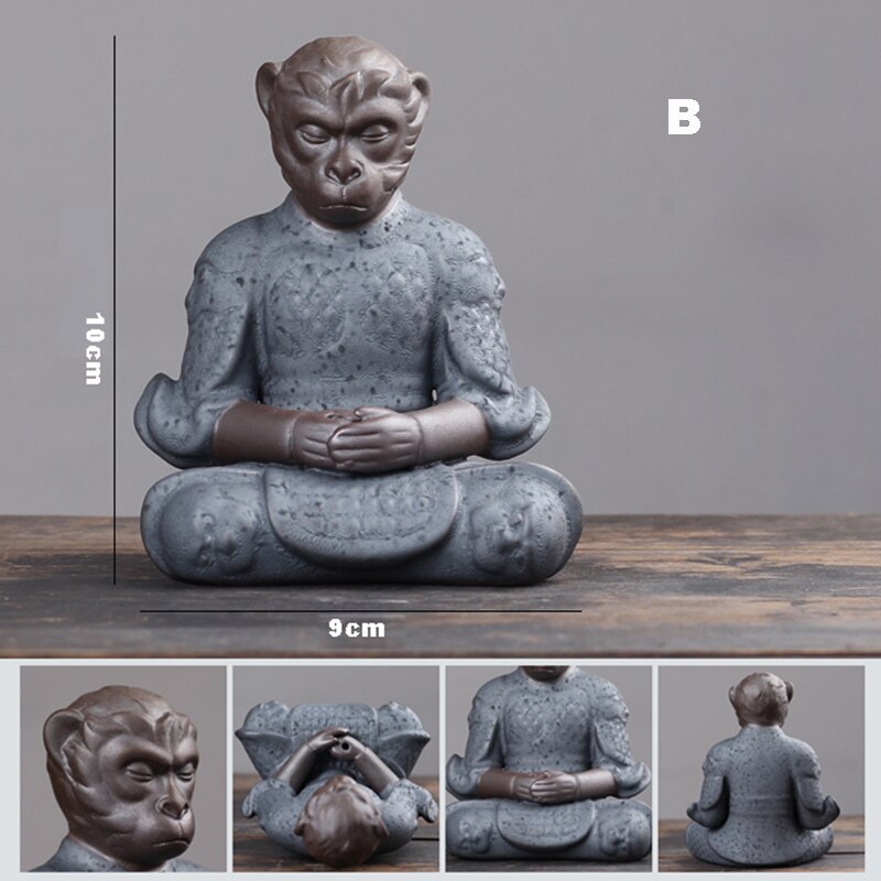 Monkey King Tea Pet Stick Incense Burner Kungfu Tea Set Ornament Qi Tian Da Sheng Pottery Holder Sun WuKong Home Decor