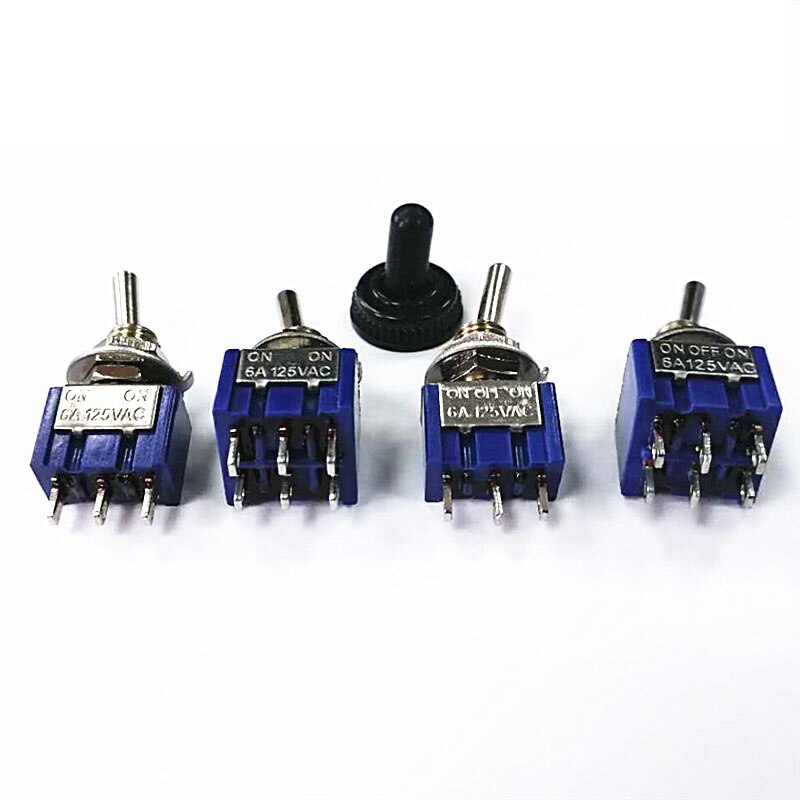 10pcs MTS-102 MTS-103 MTS-202 MTS-203 Miniature Toggle Switch Single Pole Double Throw ON-OFF-ON/ON-ON 120VAC 6A