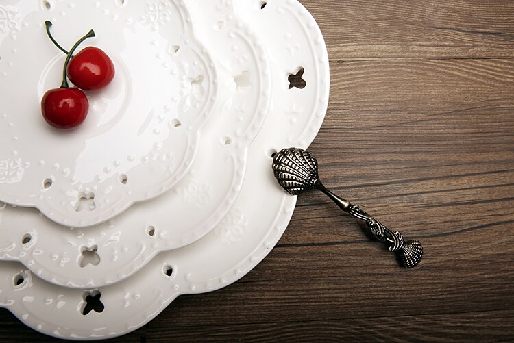 6-8 "Vlinder Bloem Holle Keramische Plaat Europese Opluchting Kant Salade Taart Plaat Pizza Plaat